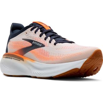 Brooks Adrenaline GTS 25 Running Shoe in White/Spellbound/Orange at Nordstrom, Size 11.5
