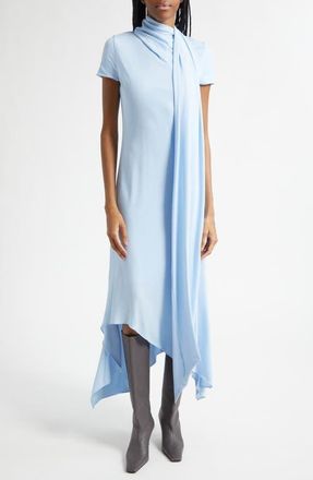 Acne Studios Duny Asymmetric Crepe Midi Dress in Light Blue at Nordstrom, Size 8 Us