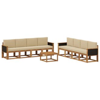 vidaXL Conjunto De Sof&aacute;s De Exterior 9 Uds. Natural Vidaxl