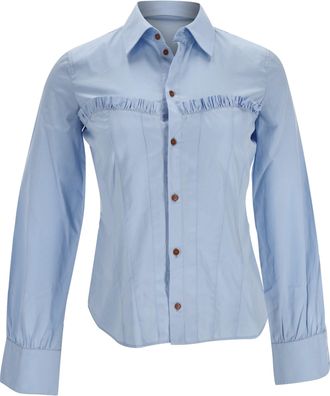Dsquared2 Button-Down Corset Accent Shirt in Blue Cotton