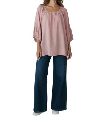 Frock and Frill Julia Linen 3/4 Sleeve Top In Pink