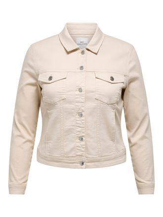 Only Carmakoma Jeansjacke ONLY CARMAKOMA CARWESPA COLOUR DENIM JACKET DNM, Damen, Gr. 42, ecru, Web, Obermaterial: 79% Baumwolle, 20% Polyester, 1% Elasthan, unifarb