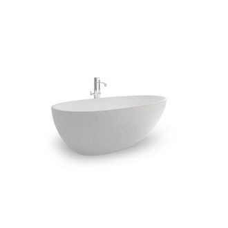 Ambra Ambra - Sensae - Island Bathtub - Ba&ntilde;era Ovalada Moderna - Acogedora Y Confortable - Solid Surface - Blanco Mate - 90x185x56cm