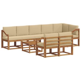 vidaXL Conjunto De Sof&aacute;s De Exterior Con Coj&iacute;n 9 Pcs Natural Y Beige Vidaxl