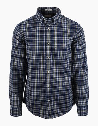 GANT Mens GANT REG ARCHIVE POPLIN INDIGO CHECK SHIRT INDIGO - Navy - Size: 38