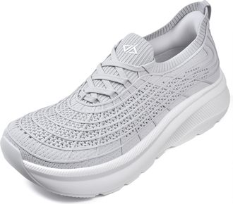 JACKSHIBO Slip in Women Hands Free Wide Toe Box Slip on Shoes Arch Support Plantar Fasciitis Orthopedic Sneakers for Walking Tennis Athletic Cushion Thick Zero 