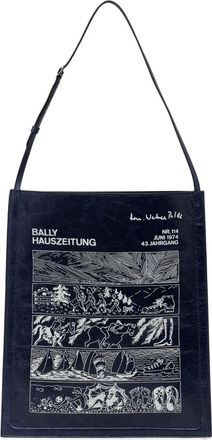Bally graphic shoulder bag - men - Leather - One Size - Blue