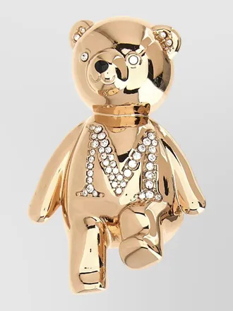 Max Mara crystal embellished bear brooch