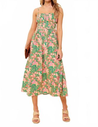 Flying Tomato Storytelling Woven Midi Dress In Pink Green