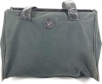 Versace Canvas Leather Shoulder Bag Tote Bag (Pre-Owned)