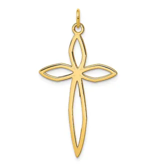 Diamond2Deal 14k Yellow Gold Laser Designed Passion Cross Pendant