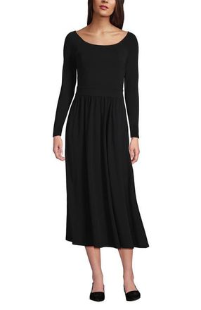 Lands End Cotton Modal Off Shoulder Midi Dress in Black at Nordstrom, Size X-Large P