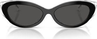 Jimmy Choo London 54mm Cat Eye Sunglasses in Black/Crystal /Dark Grey at Nordstrom