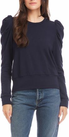 Fifteen Twenty Leila Puff Shoulder Top in Navy at Nordstrom, Size Medium