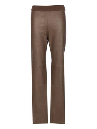 Uma Wang leather leggings - women - Leather - M - Green