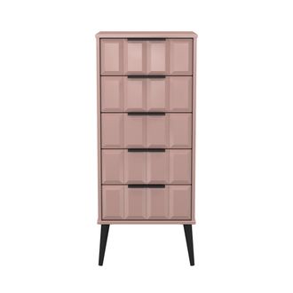 Welcome Furniture Bremen Ready Assembled 5 Drawer Tallboy in Kobe Pink - Welcome Furniture | TJ Hughes