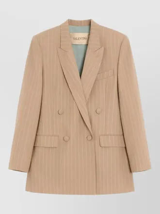 Valentino jacket padded shoulders pinstripes notched lapels