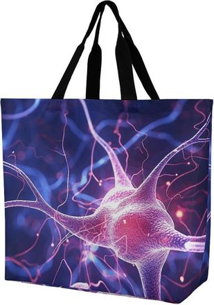 Generic Blue Nerve Cell Shopper Bag Waterproof Shoulder Bag Lightweight Shoulder Bags For Daily Use Picnic College