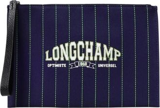 Longchamp Clutches, female, Blue, Size: ONE SIZE Blue Pinstripe Clutch Bag