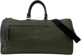 Armani Pre-owned Exchange Boston Bag 2way Bag - unisex - Vintage Weekendtas - Groen - ONE Size - Leer - Vintage