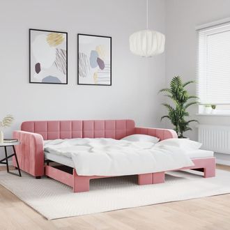 vidaXL Sof&aacute; Cama Nido Terciopelo Rosa 100x200 Cm Vidaxl
