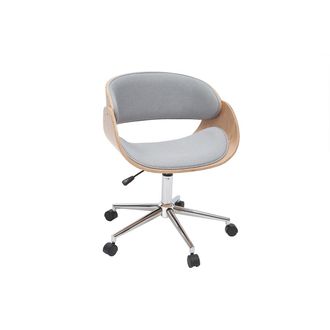Miliboo Miliboo - Silla De Escritorio Tejido Gris Claro Y Madera Clara Con Ruedas Bent