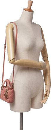 Dior Hobo Bags - 2022 Micro Lambskin Cannage Lady Dior - Gr. unisize - in Rosa - für Damen