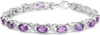 House of Brilliance Silver Amethyst & Diamond Accent X-Link Bracelet in White at Nordstrom