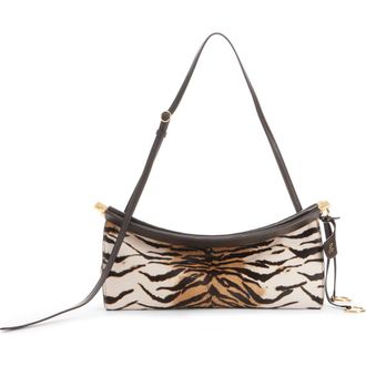 Alaia Medium Le Click Tiger Print Genuine Calf Hair East/West Shoulder Bag in Naturel at Nordstrom