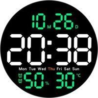 OEM Reloj Despertador Electr&oacute;nico Multifuncional - Silencioso - Control De Temperatura Y Humedad - Pantalla Verde, 1 Unidad - Crezuo