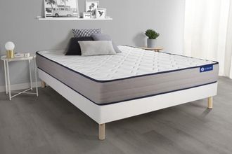 Actisom Somier blanco + colch&oacute;n con espuma viscoel&aacute;stica 120 x 195