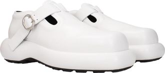 Jil Sander Womens White Leather Slip-On Loafers