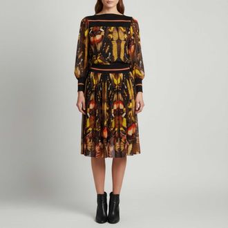 Jean Paul Gaultier Jean Paul Gaultier Soleil Multicolour Butterfly Print Jersey Flared Midi Dress