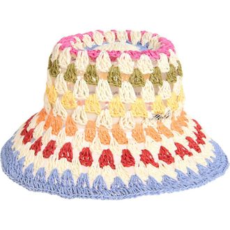 Karl Lagerfeld Kolorful Karl Crochet Bucket Hat in Ivory at Nordstrom Rack