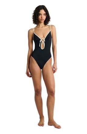 Onia Soleil Tie Front One-Piece in Black at Nordstrom, Size X-Small