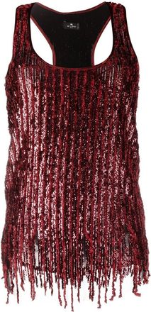 Etro sequinned tank top - women - Silk/Polyester/Viscose/Wool - S - Red