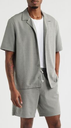Open Edit Knit Camp Shirt in Grey Fossil at Nordstrom, Size Xx-Large