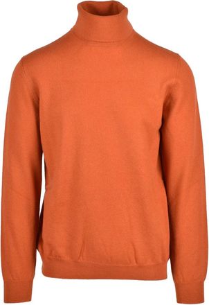 Alpha Studio High-Neck Brown Cashmere Turtleneck Sweater
