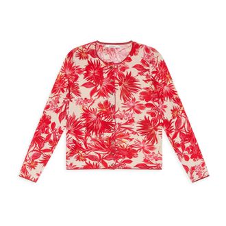 Maliparmi Cardigans, female, Red, Size: XS Cotton Printed Cardigan