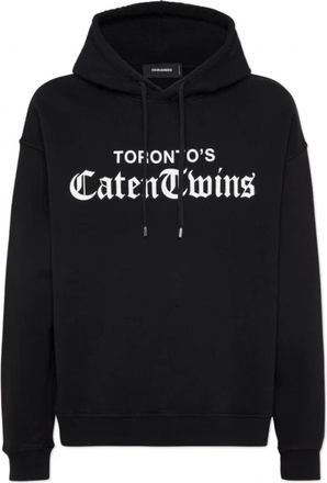 Dsquared2 Black Gothic Text Print Relax Fit Hoodie