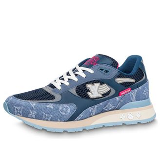 Louis Vuitton Run Away Sneakers Blue Monogram with Pink 1ABFCG