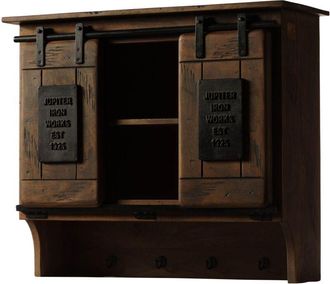 Massivmoebel24 Wandgarderobe Mango 90x30x75 braun lackiert railway 454