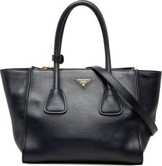 Prada Pre-owned Prada Glace Calf Twin Pocket Double Handle Satchel Ladies CTXV2ACEY33IWIVS