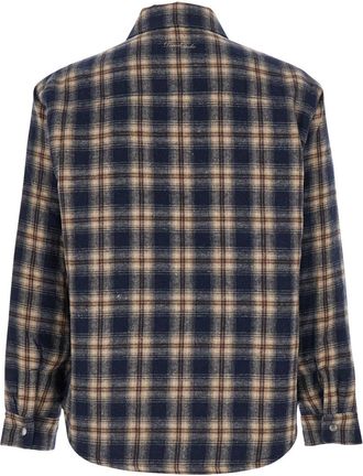 Dunst Mens Multicolor Checkered Flannel Shirt With Logo Patch Cotton