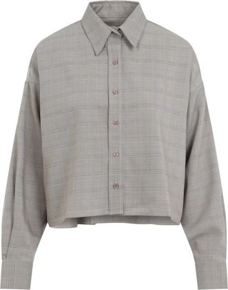 Frankie Shop Arlen Boxy Shirt - Dames - Overhemden - Grijs - S - Wol - Overhemden