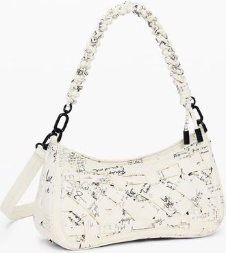 Desigual Borsa piccola bianca intrecciata con scritte-Neutro