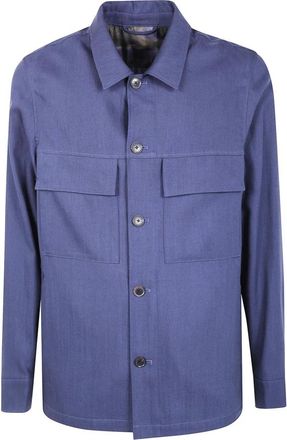 Paul Smith Jassen, Heren, Blauw, L, Wol, Wollen overhemdjas