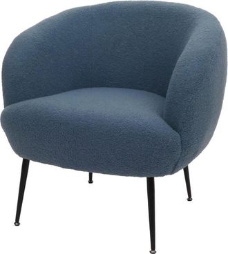 Hhg [nunca Usado] Sill&oacute;n De Sal&oacute;n Hhg-442, Sill&oacute;n De C&oacute;ctel/club Sill&oacute;n Tapizado, Tela/textil Boucl&eacute; (330g/m&sup2;) Metal Mvg, Azul