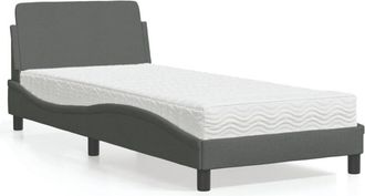 vidaXL Cama Con Colch&oacute;n Tela Gris Oscuro 80x200 Cm Vidaxl