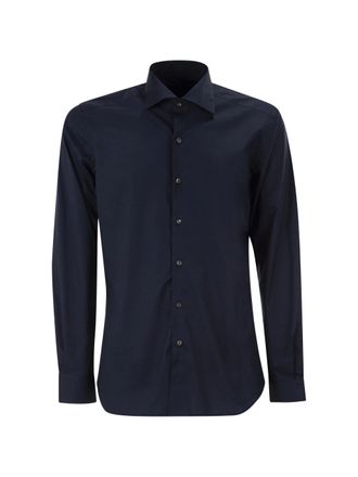 Fay Tailored Long-Sleeve Black Button-Down Shirt